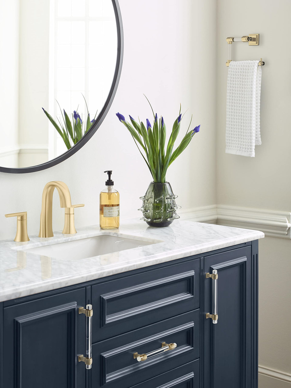Amerock Cabinet Pull Clear/Golden Champagne 5-1/16 inch (128 mm) Center to Center Glacio 1 Pack Drawer Pull Drawer Handle Cabinet Hardware