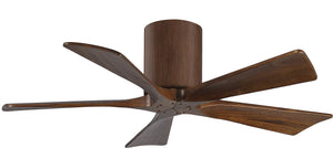 Matthews Fan IR5H-WN-WA-42 Irene-5H five-blade flush mount paddle fan in Walnut finish with 42” solid walnut tone blades. 