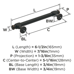 Amerock Cabinet Pull Oil Rubbed Bronze 5-1/16 inch (128 mm) Center-to-Center Winsome 1 Pack Drawer Pull Cabinet Handle Cabinet Hardware