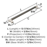 Amerock Cabinet Pull Polished Nickel/Gunmetal 12-5/8 inch (320 mm) Center to Center Esquire 1 Pack Drawer Pull Drawer Handle Cabinet Hardware