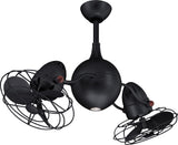 Matthews Fan AQ-BK-MTL Acqua 360° rotational 3-speed ceiling fan in matte black finish with metal blades and light kit.