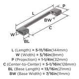 Amerock Cabinet Pull Graphite 5-1/16 inch (128 mm) Center to Center Riva 1 Pack Drawer Pull Drawer Handle Cabinet Hardware