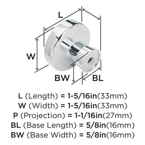 Amerock Cabinet Knob Polished Chrome 1-5/16 inch (33 mm) Diameter Blackrock 1 Pack Drawer Knob Cabinet Hardware