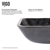 VIGO VGT1651 18.13" L -13.0" W -12.38" H Glass Rectangular Vessel Bathroom Sink in Onyx Gray with Linus Faucet and Pop-Up Drain in Brushed Nickel