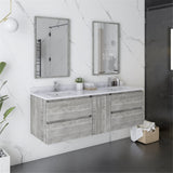 Fresca FVN31-241224ASH Fresca Formosa 60" Wall Hung Double Sink Modern Bathroom Vanity w/ Mirrors in Ash