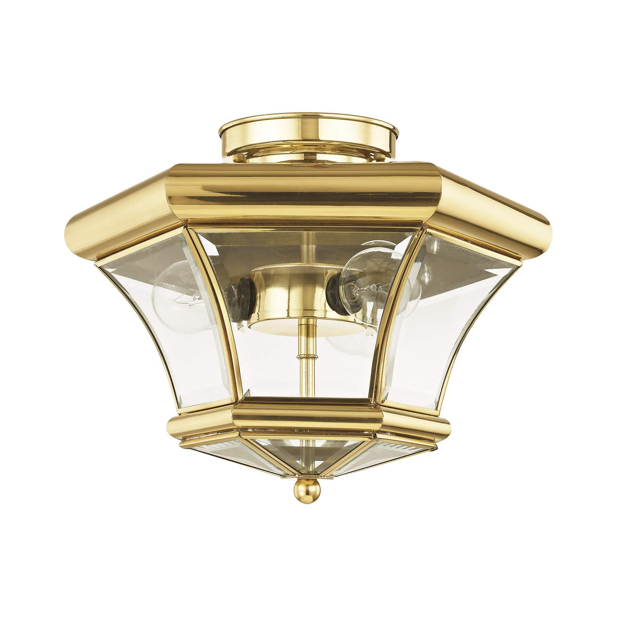 Livex Lighting 4083-02 Flush Mount with Clear Beveled Glass Shades, Polished Brass