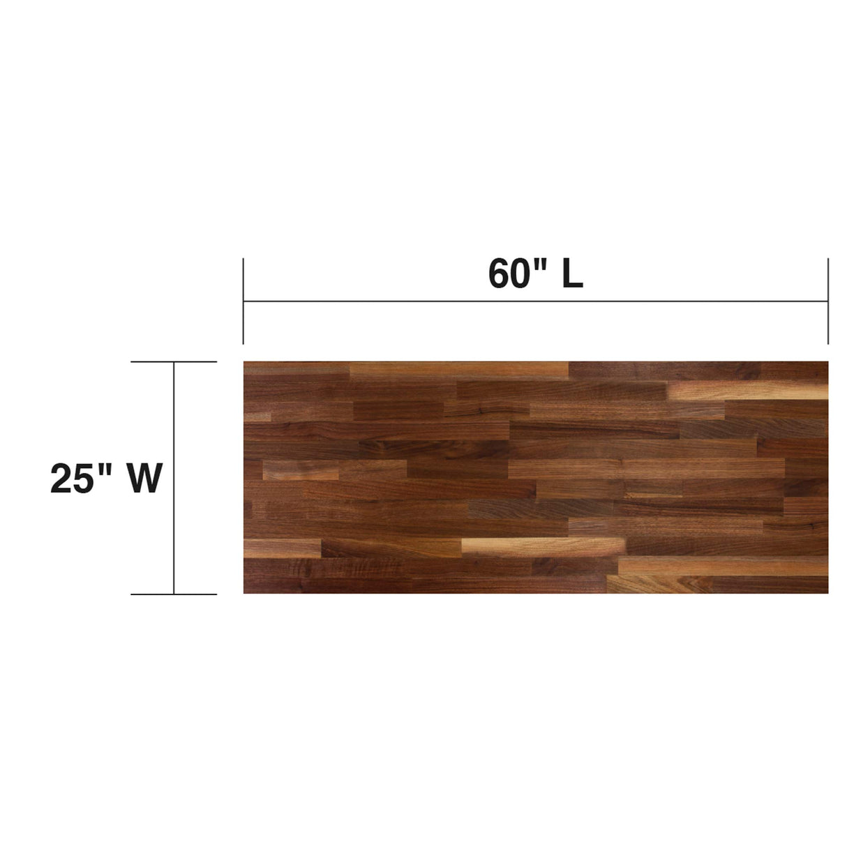 John Boos WALKCT-BL6025-V Blended Walnut Counter Top with Varnique Finish, 1.5" Thickness, 60" x 25" WALNUT BLENDED KCT 60X25X1-1/2 VAR