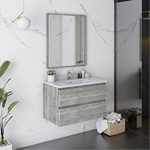 Fresca FVN3130ASH Fresca Formosa 30" Wall Hung Modern Bathroom Vanity w/ Mirror in Ash