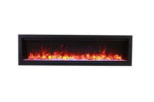 Amantii SYM-34 Symmetry Smart Electric  34" Indoor / Outdoor WiFi Enabled Built In Fireplace, Featuring a MultiFunction Remote Control , Multi Speed Flame Motor and a 10 piece Birch Log Set