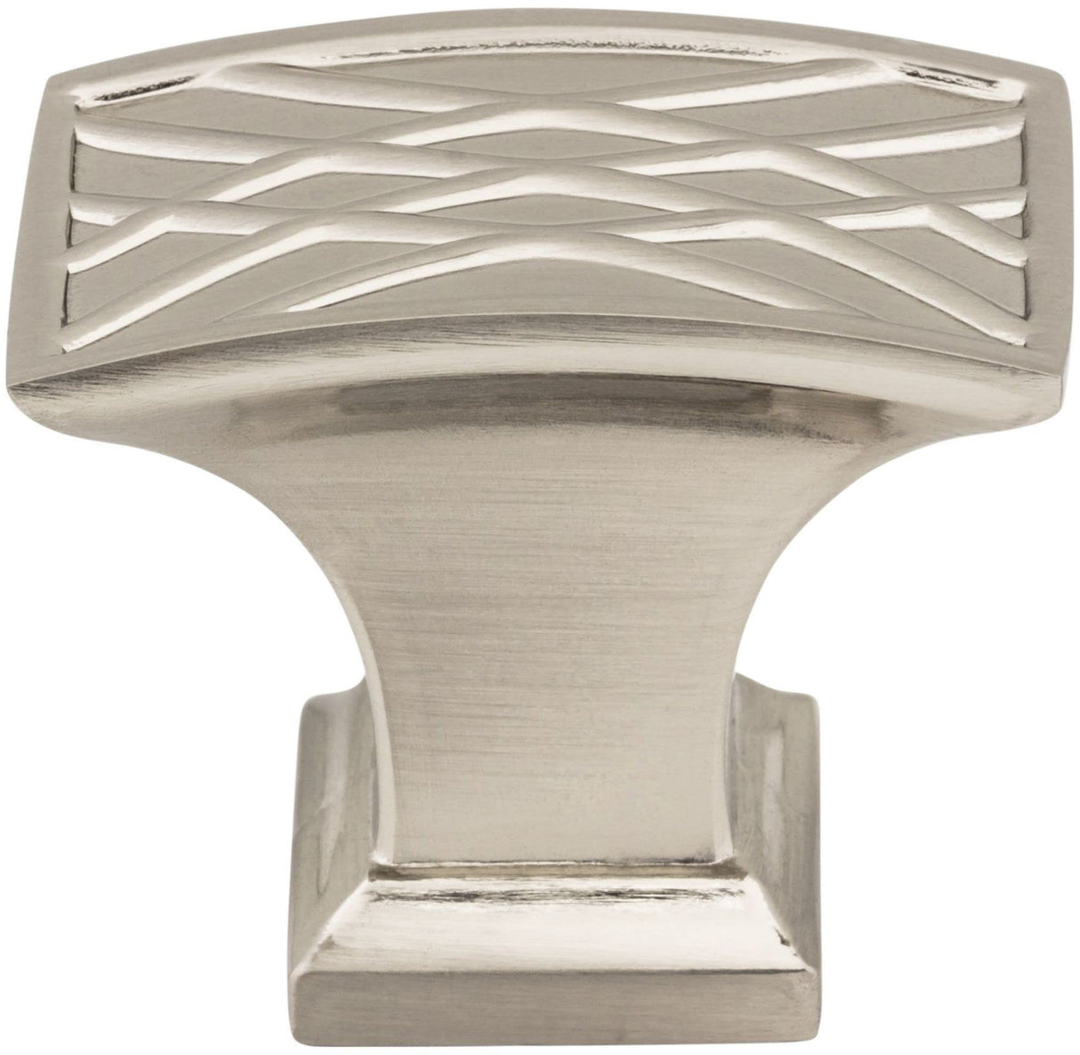 Jeffrey Alexander 535L-SN 1-1/2" Overall Length Satin Nickel Rectangle Geometric Pattern Aberdeen Cabinet Knob