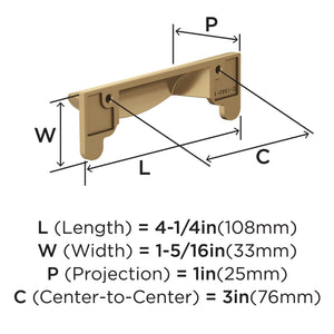 Amerock Cabinet Cup Pull Champagne Bronze 3 in (76 mm) Center-to-Center Drawer Pull Inspirations Kitchen and Bath Hardware Furniture Hardware