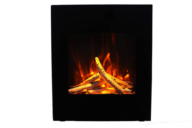 Amantii WM-BI-2428-VLR-BG Wall Mount or Built In Smart Electric, WiFi Enabled Fireplace, includes a Black Glass Surround, MultiFunction Remote Control and Multi Speed Flame Motor, and 7 Piece Oak Log Set and Sable Glass
