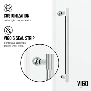VIGO Adjustable 68-72 in. W x 76 in. H Elan Cass Frameless Glass Shower Door with Aerodynamic Shower Glass Door Chrome Shower Kit Complete and Door Glass Sliding Door - VG6044CHCL7276
