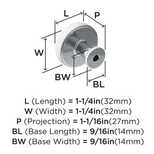 Amerock Cabinet Knob Polished Chrome 1-1/4 inch (32 mm) Diameter Factor 1 Pack Drawer Knob Cabinet Hardware