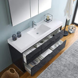 Fresca FVN8460GO Fresca Valencia 60" Gray Oak Free Standing Modern Bathroom Vanity w/ Medicine Cabinet