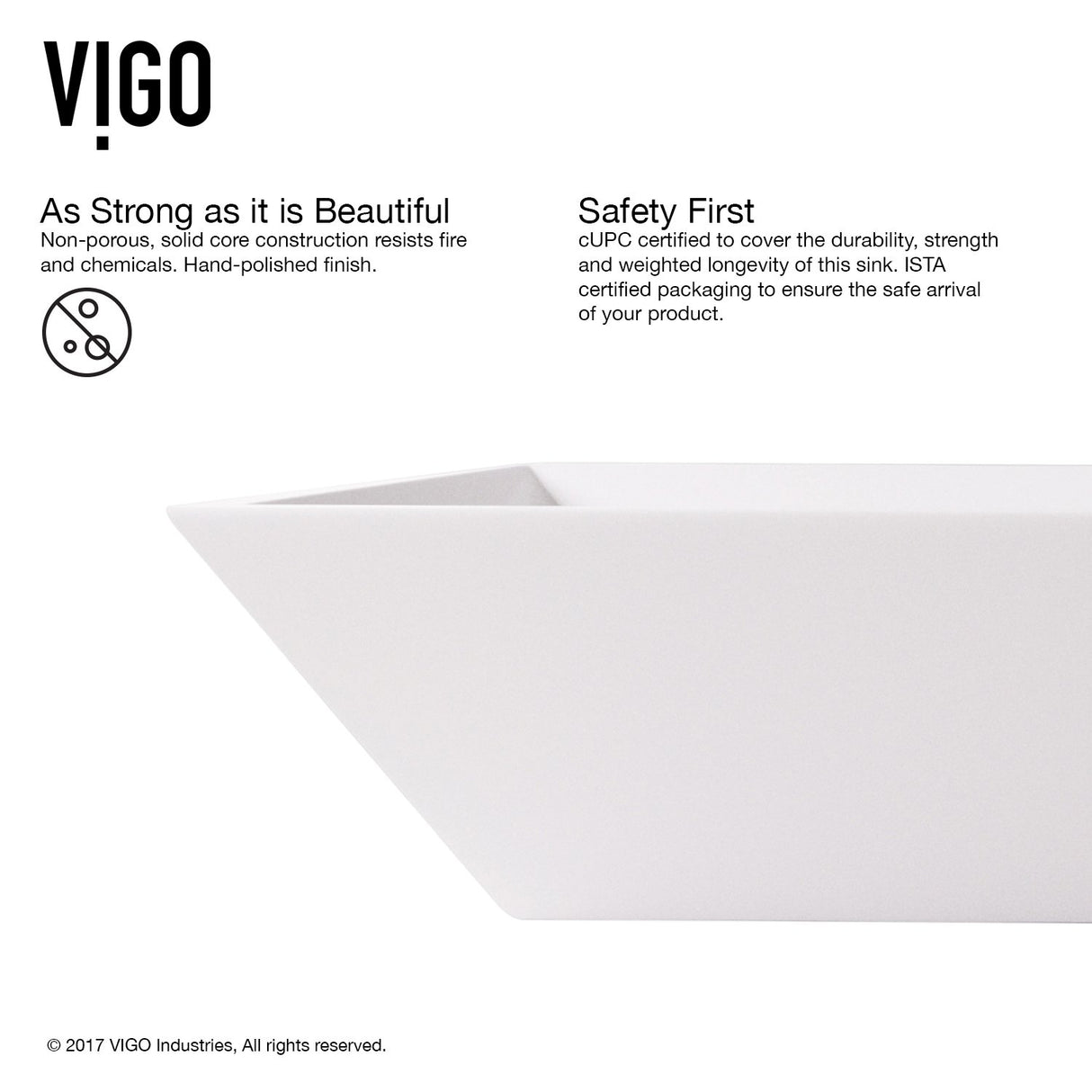VIGO Vinca 18 inch L x 13.75 inch W Over the Counter Freestanding Matte Stone Rectangular Vessel Bathroom Sink in Matte White - Sink for Bathroom VG04007