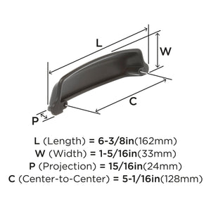 Amerock Cabinet Cup Pull Matte Black 5-1/16 inch (128 mm) Center-to-Center Stature 1 Pack Drawer Pull Drawer Handle Cabinet Hardware