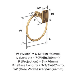 Amerock BH36012CZ Champagne Bronze Towel Ring 7-7/16 in (189 mm) Length Towel Holder Highland Ridge Hand Towel Holder for Bathroom Wall Small Kitchen Towel Holder Bath Accessories