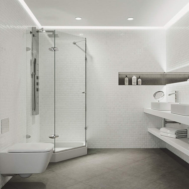 VIGO VG6061CHCL38W 38.13" -38.13" W -78.75" H Frameless Hinged Neo-angle Shower Enclosure with Clear 0.38" Tempered Glass and Stainless Steel Hardware in Chrome Finish with Reversible Handle and Base