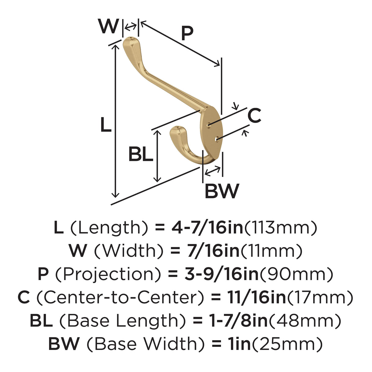 Amerock H55451CZ Noble Double Prong Decorative Wall Hook Champagne Bronze Hook for Coats, Hats, Backpacks, Bags Hooks for Bathroom, Bedroom, Closet, Entryway, Laundry Room, Office