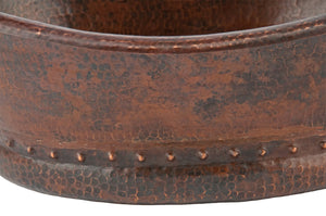 Premier Copper Products VBT20DB Bath Tub Vessel Hammered Copper Sink, Oil Rubbed Bronze