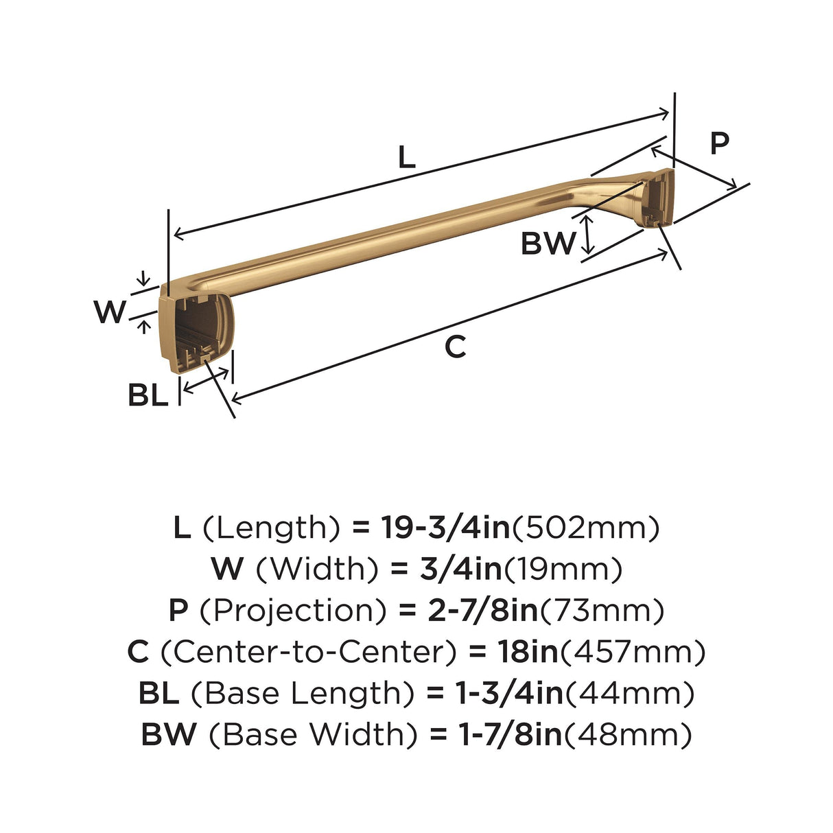 Amerock BH36033CZ Champagne Bronze Towel Bar 18 in (457 mm) Towel Rack Revitalize Bathroom Towel Holder Bathroom Hardware Bath Accessories