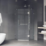 VIGO VG6062BNCL38 36.13" -36.13" W -73.38" H Frameless Hinged Neo-angle Shower Enclosure with Clear 0.38" Tempered Glass and Stainless Steel Hardware in Brushed Nickel Finish with Reversible Handle