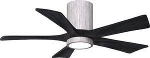 Matthews Fan IR5HLK-BW-BK-42 IR5HLK five-blade flush mount paddle fan in Barn Wood finish with 42” solid matte black wood blades and integrated LED light kit.