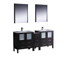 Fresca FVN62-301230ES-UNS Fresca Torino 72" Espresso Modern Double Sink Bathroom Vanity w/ Side Cabinet & Integrated Sinks