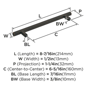 Amerock Cabinet Pull Oil Rubbed Bronze 6-5/16 inch (160 mm) Center-to-Center Caliber 1 Pack Drawer Pull Cabinet Handle Cabinet Hardware
