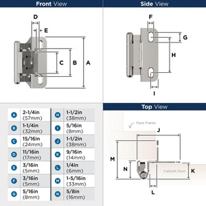 Amerock BPR756626 Cabinet Hinge 1/4 in (6 mm) Overlay Self Closing Partial Wrap Polished Chrome Kitchen Cabinet Door Hinge 1 Pair/2 Pack Functional Hardware