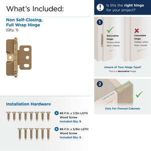 Amerock PK3175TBCZ Cabinet Hinge 3/4 in. (19 mm) Door Thickness Full Inset Full Wrap Ball Tip Champagne Bronze Kitchen Cabinet Door Hinge Single Hinge Functional Hardware