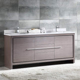 Fresca FCB8172GO-CWH-U Fresca Allier 72" Gray Oak Modern Double Sink Bathroom Cabinet w/ Top & Sinks