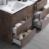Fresca FVN93-241224RW-D Fresca Lazzaro 60" Rosewood Free Standing Double Sink Modern Bathroom Vanity w/ Medicine Cabinet