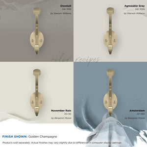 Amerock H55465BBZ Adare Double Prong Decorative Wall Hook Golden Champagne Hook for Coats, Hats, Backpacks, Bags Hooks for Bathroom, Bedroom, Closet, Entryway, Laundry Room, Office