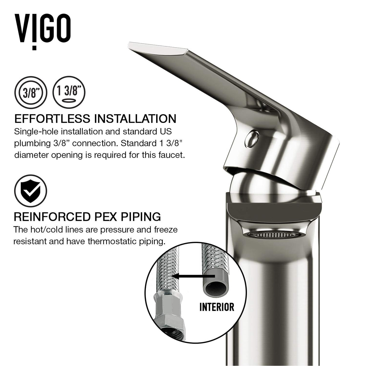 VIGO Davidson 6.375 inch H Single Hole Single Handle Single Hole Bathroom Faucet in Brushed Nickel - Bathroom Sink Faucet VG01043BN