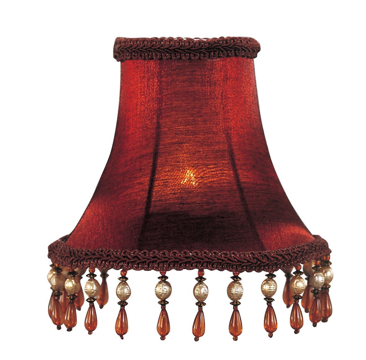 Livex Lighting S158 Bell Clip Chandelier Shade with Amber Beads, 1" x 1" x 1", Red Silk
