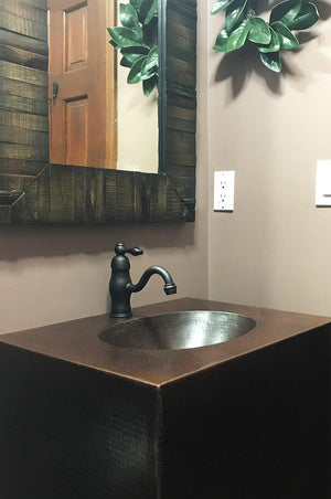 Premier Copper Products VADB24181 24-Inch Hand Hammered Wall Mount Copper Vanity, Oil Rubbed Bronze