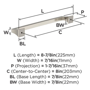 Amerock BP53535G10 Satin Nickel Cabinet Pull 8 in (203 mm) Center-to-Center Cabinet Handle Mulholland Drawer Pull Kitchen Cabinet Handle Furniture Hardware