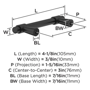 Amerock BP37370FB Matte Black Cabinet Pull 3 in (76 mm) Center-to-Center Cabinet Handle Destine Drawer Pull Kitchen Cabinet Handle Furniture Hardware