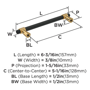 Amerock Cabinet Pull Matte Black/Champagne Bronze 5-1/16 inch (128 mm) Center-to-Center Mergence 1 Pack Drawer Pull Cabinet Handle Cabinet Hardware