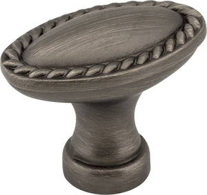 Elements Z115L-BNBDL 1-3/8" Overall Length Brushed Pewter Oval Rope Detailed Lindos Cabinet Knob