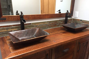 Premier Copper Products PVMRECDB 17-Inch Modern Rectangle Hand Forged Old World Copper Vessel Sink