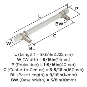 Amerock Cabinet Pull Marble White/Polished Nickel  6-5/16 inch (160 mm) Center to Center Carrione 1 Pack Drawer Pull Drawer Handle Cabinet Hardware