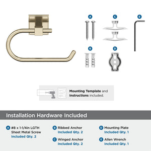 Amerock BH36071BBZ Golden Champagne Single Post Toilet Paper Holder 7-1/16 in. (179 mm) Length Toilet Tissue Holder Appoint Bath Tissue Holder Bathroom Hardware Bath Accessories