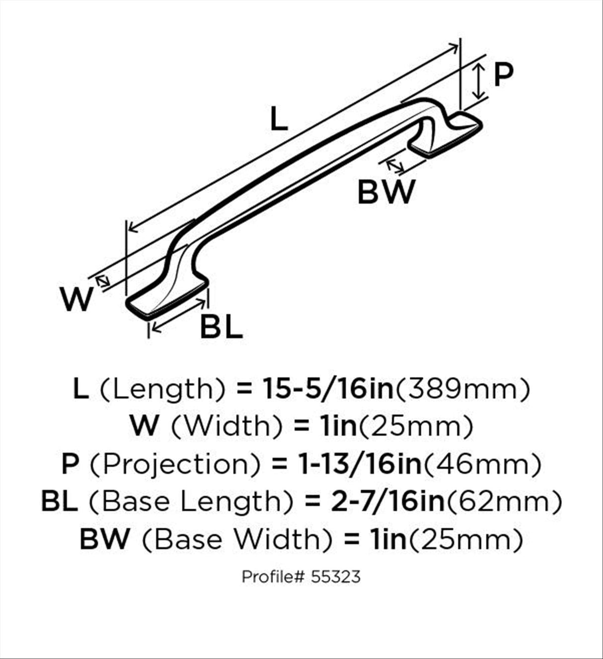 Amerock Appliance Pull Polished Nickel 12 inch (305 mm) Center to Center Highland Ridge 1 Pack Drawer Pull Drawer Handle Cabinet Hardware