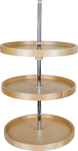 Hardware Resources BLSR2318-SET 18" Round Three-Shelf Banded Wood Lazy Susan Set