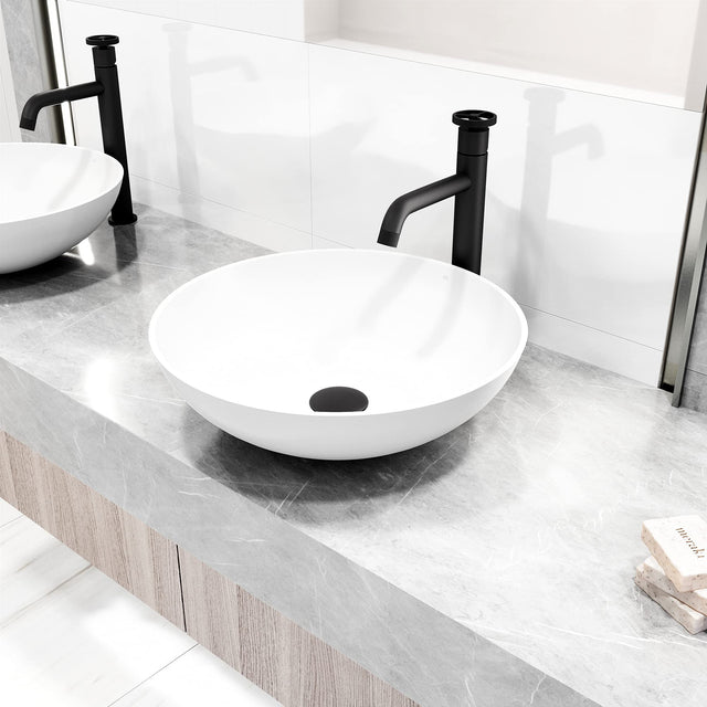 VIGO Cass 12 inch H Single Hole Single Handle Bathroom Faucet in Matte Black - Vessel Sink Faucet VG03030MB