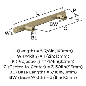 Amerock Cabinet Pull Golden Champagne 3-3/4 in (96 mm) Center-to-Center Drawer Pull Caliber Kitchen and Bath Hardware Furniture Hardware