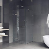 VIGO 30 in. x 30 in. x 73 in. Monteray Frameless Hinged Square Shower Enclosure with Clear 0.38" Tempered Glass and Hardware in Chrome Finish with Reversible Handle - VG6011CHCL32
